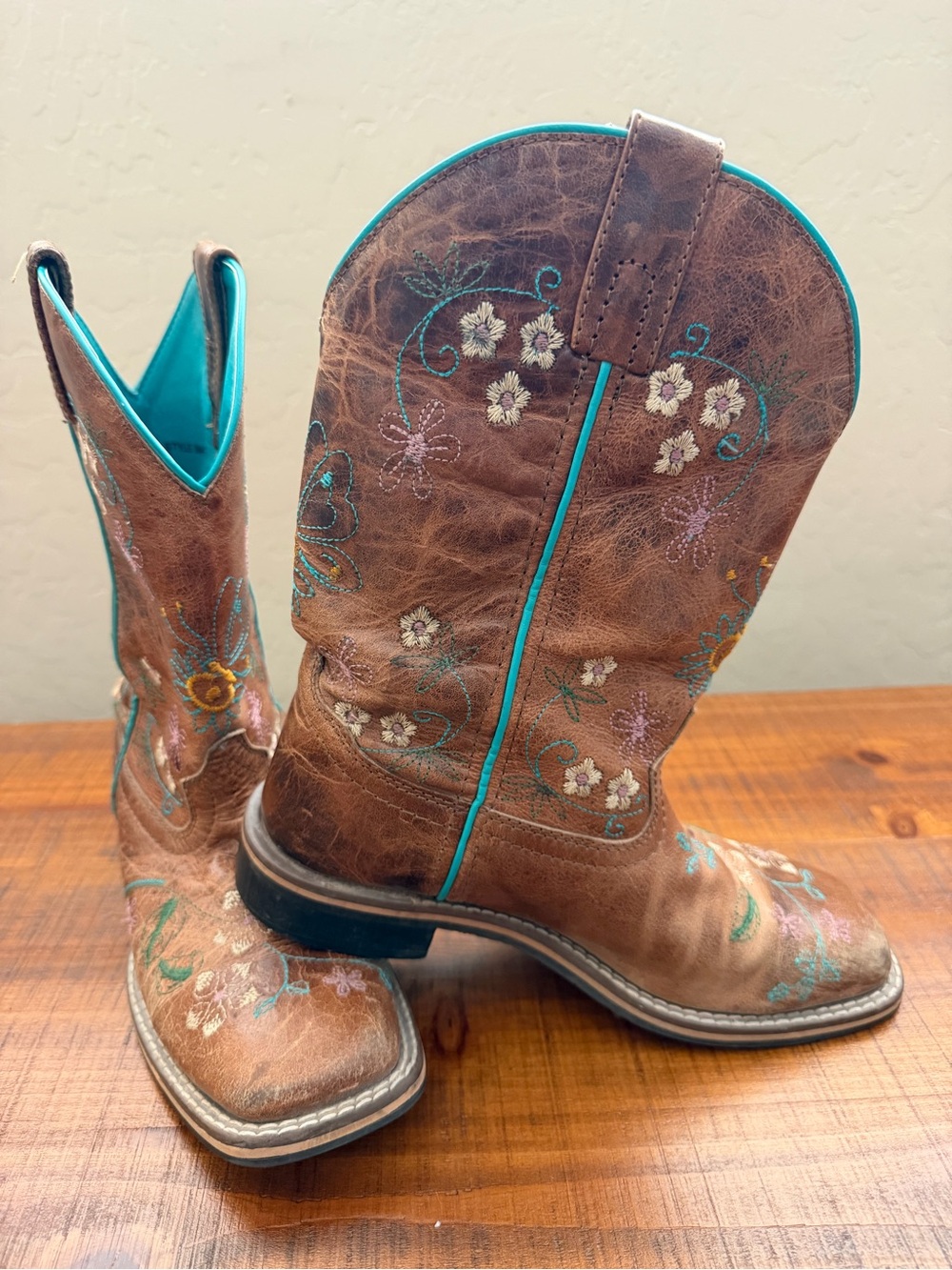 Smoky Mountain little girls Floralie western boots- square toe